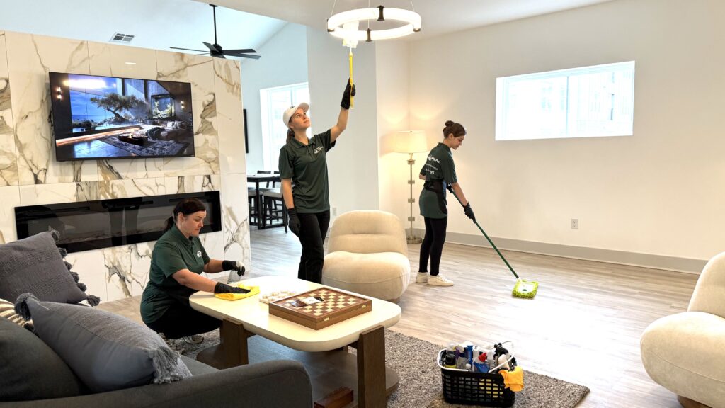 Professional office cleaning services in Charlotte, NC – Great Cleaning Pro team member sanitizing surfaces