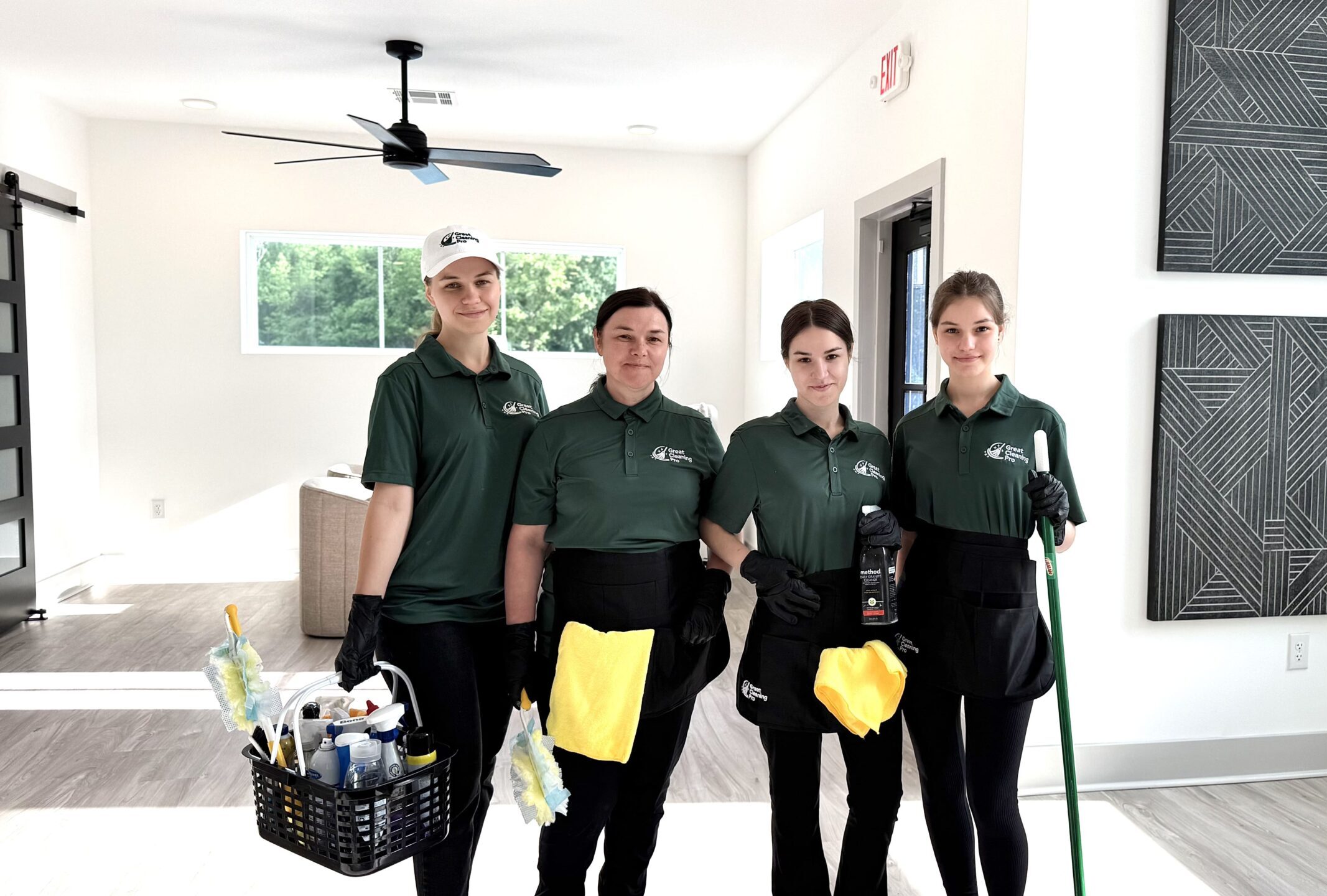 Post-construction cleaning team at work