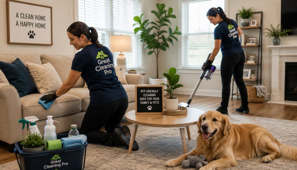 Safe pet-friendly house cleaning service in Charlotte NC by Great Cleaning Pro