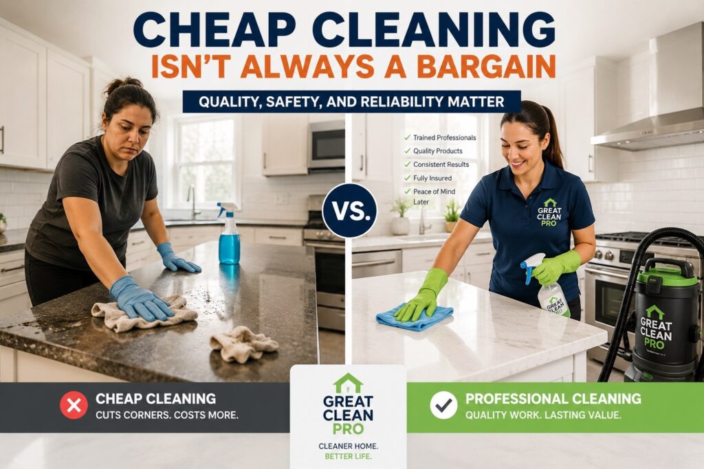 Professional home cleaning service vs cheap low-cost cleaning