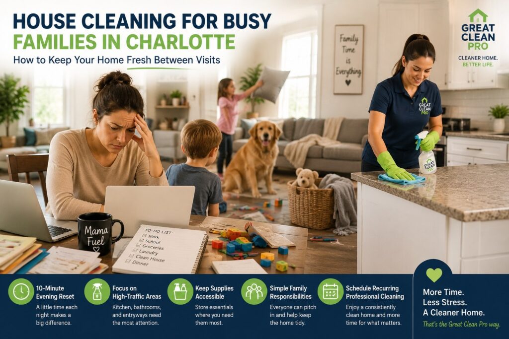 Busy family house cleaning tips for maintaining a fresh home between professional visits